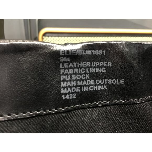 Women's Elie 9M Black Leather Side Zip High Heel Square Toe Platform Ankle Boots - Picture 5 of 9